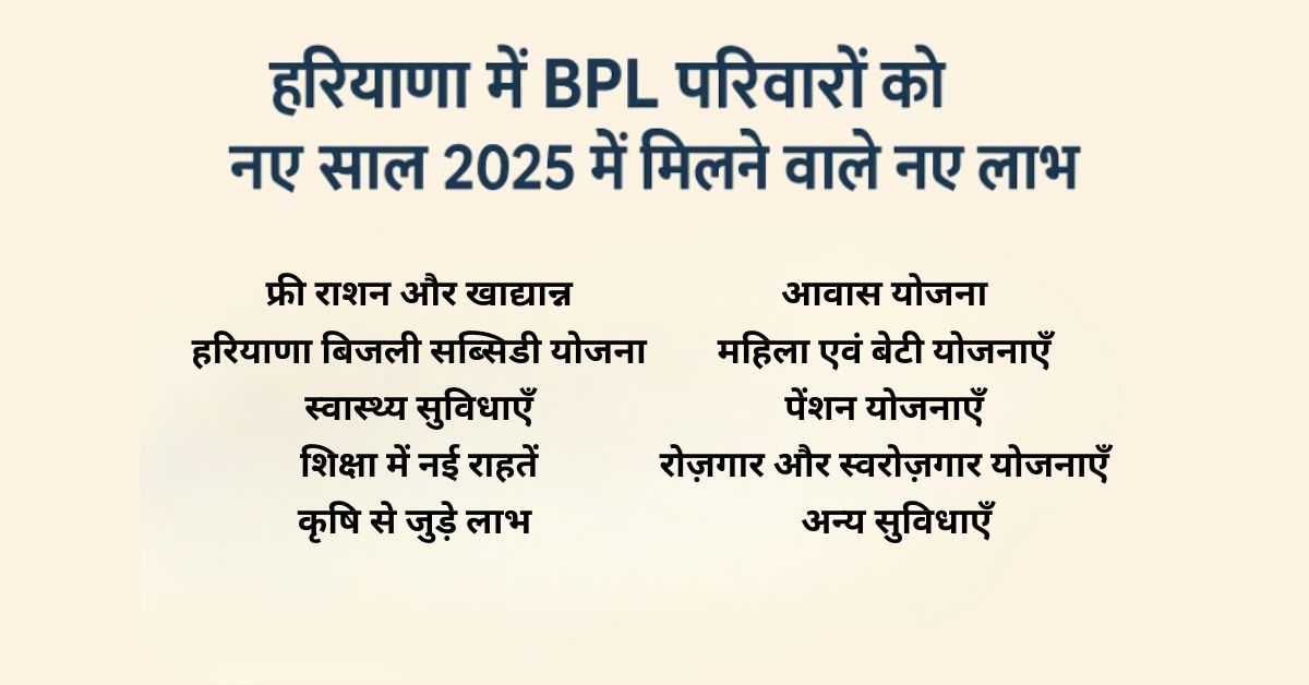हरियाणा में BPL परिवारों को नए साल 2025 में मिलने वाले नए लाभ